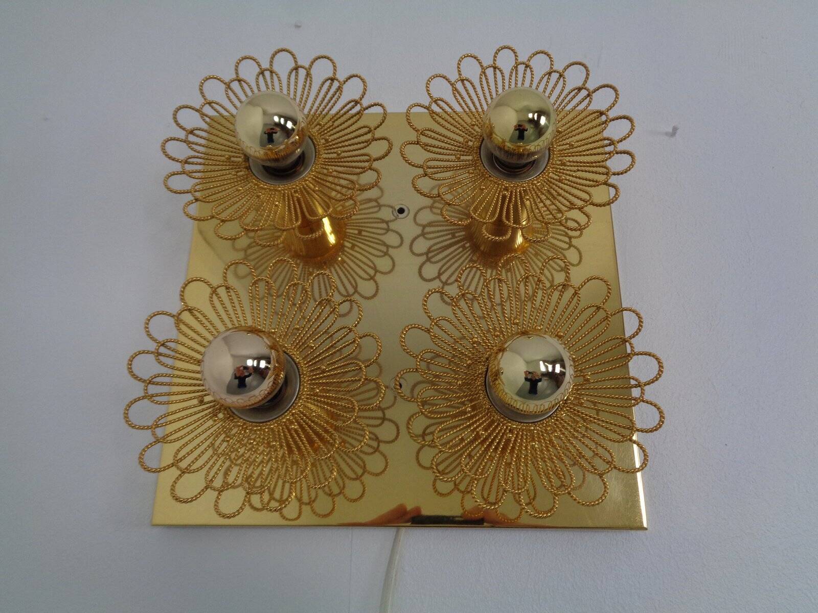 Space Age JBS Brass Sconce by Joseph Brumberg, 1960s