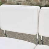 4 chauffeuses formant canapé modulable. acier, simili-cuir, années 70