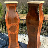 Pair of sleeves or columns in marquetry in the Louis XV style.