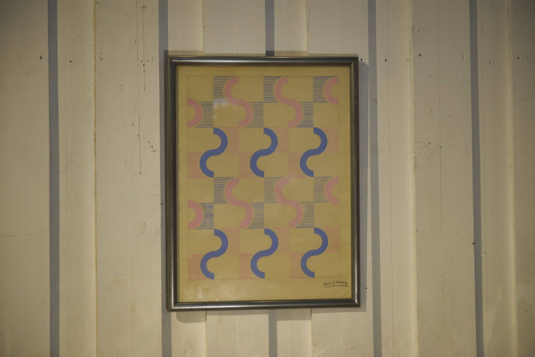 Gouache on paper original unique modernist work by Jean Boris Lacroix 1940s