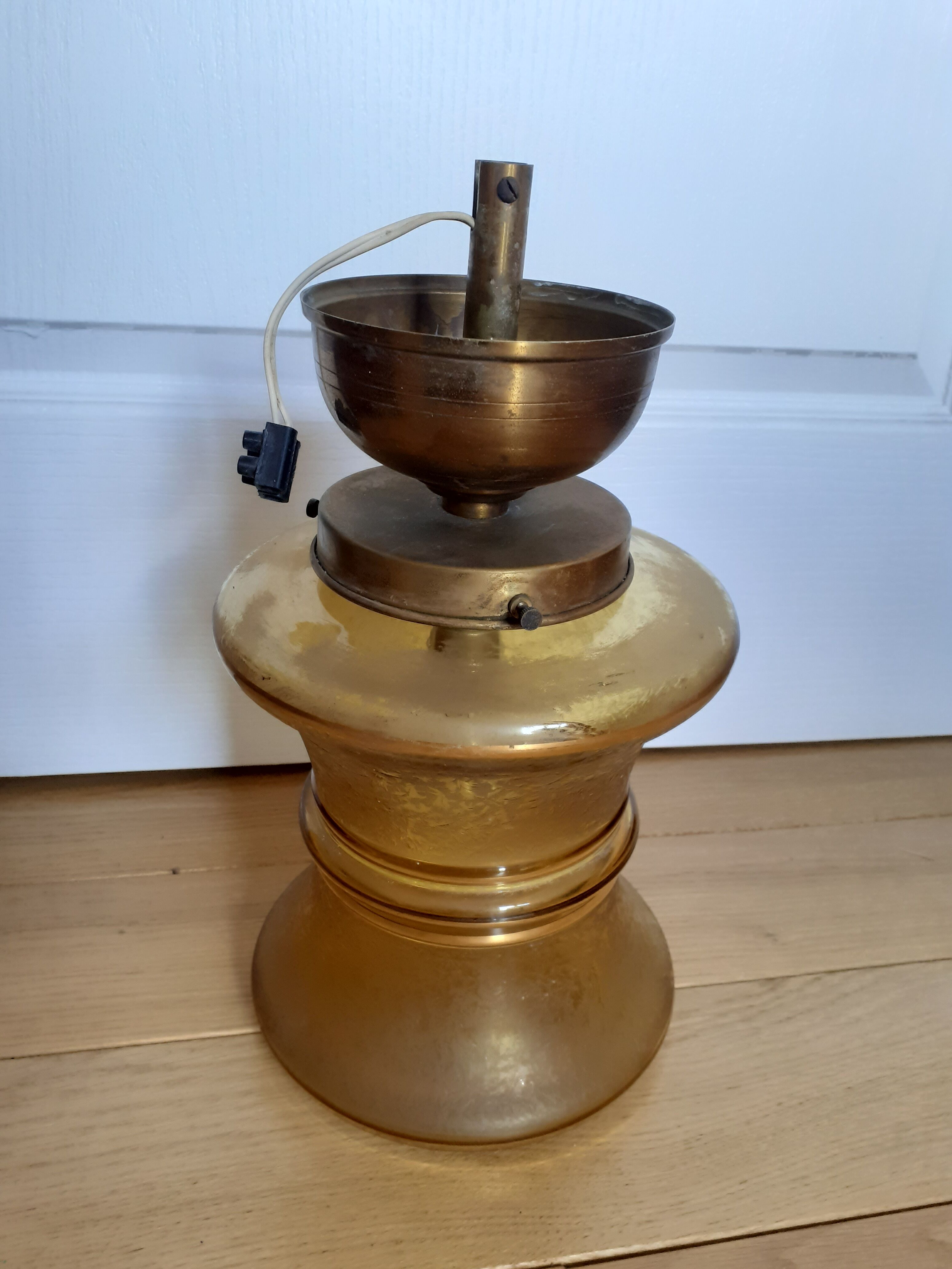 Ceiling lamp chandelier glass and brass