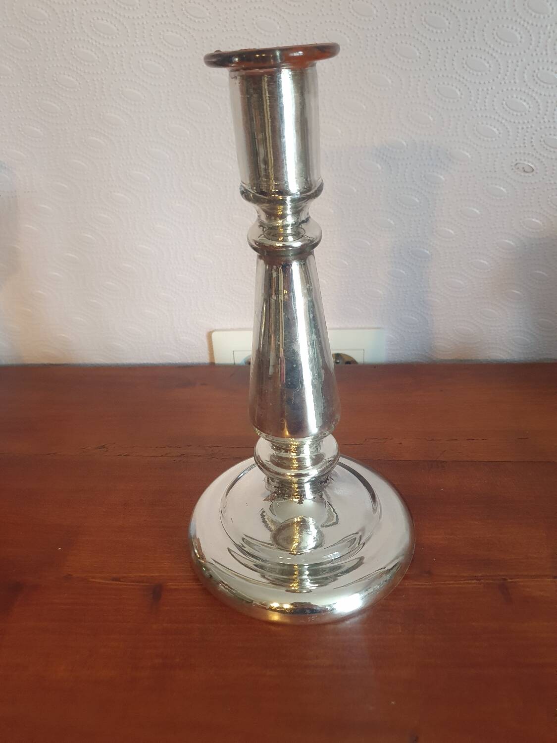 Vintage mercury glass candle holder