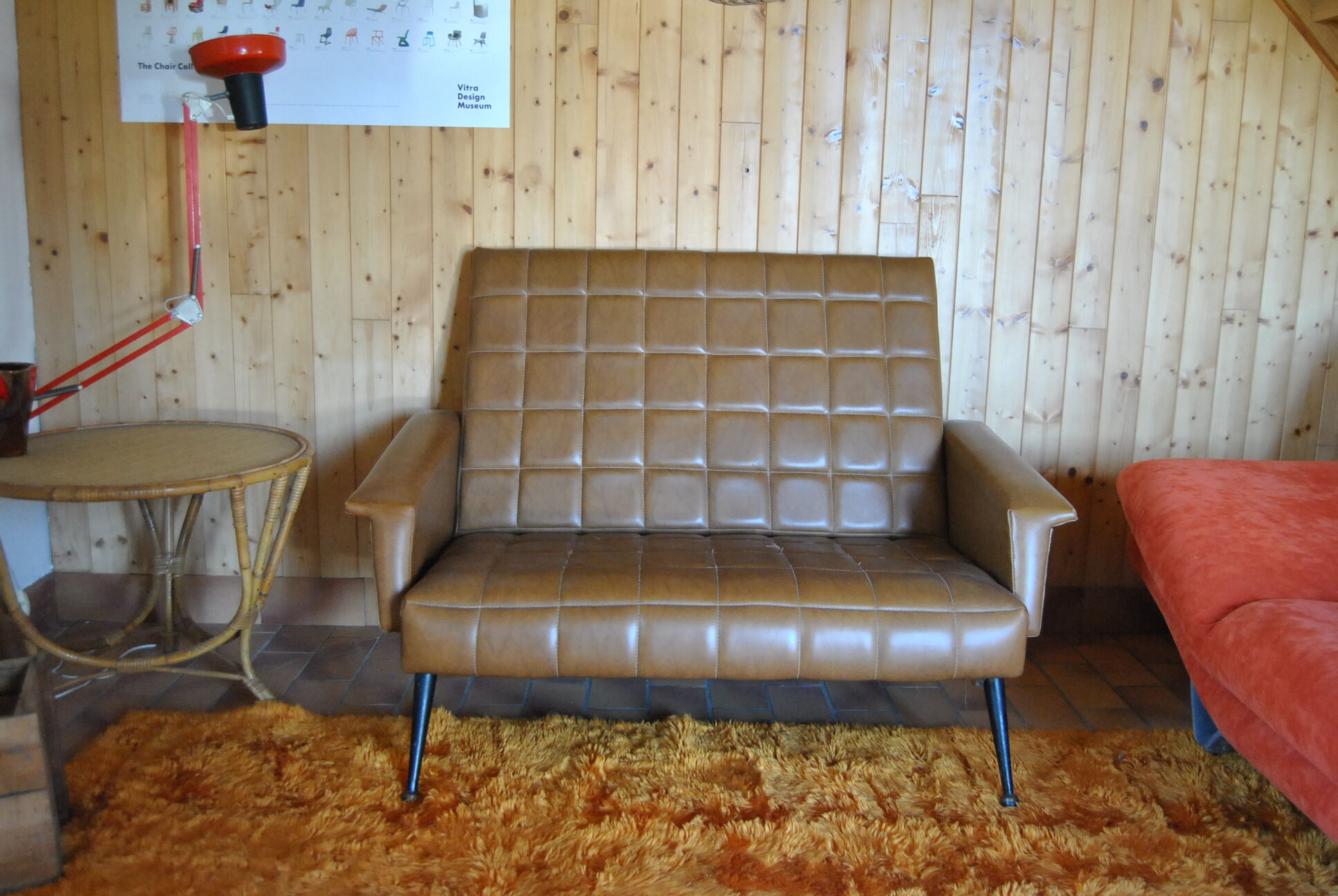 Sofa bench skai camel 50s