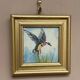 Mid-Century Oil on Panel – “Birds” by Unknown, Vintage & Framed 11 × 11 cm