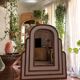 Miroir monumental Hollywood Regency tropical en canne de bambou, atr