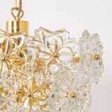 Chandelier in gilded brass and crystal glass, Germany, 1970s