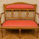 Art Nouveau bench in fruitwood with marquetry