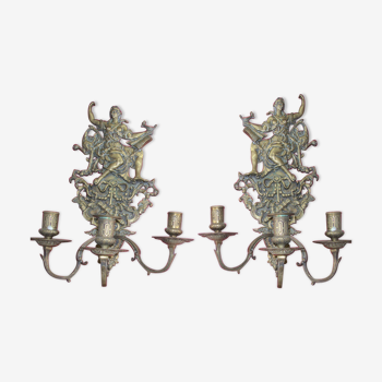 Pair of bronze sconces