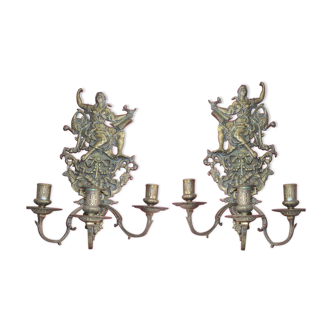 Pair of bronze sconces