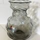 Vase Regenhütte gris fumé à nervures tourbillonnantes, verre soufflé à la main allemand