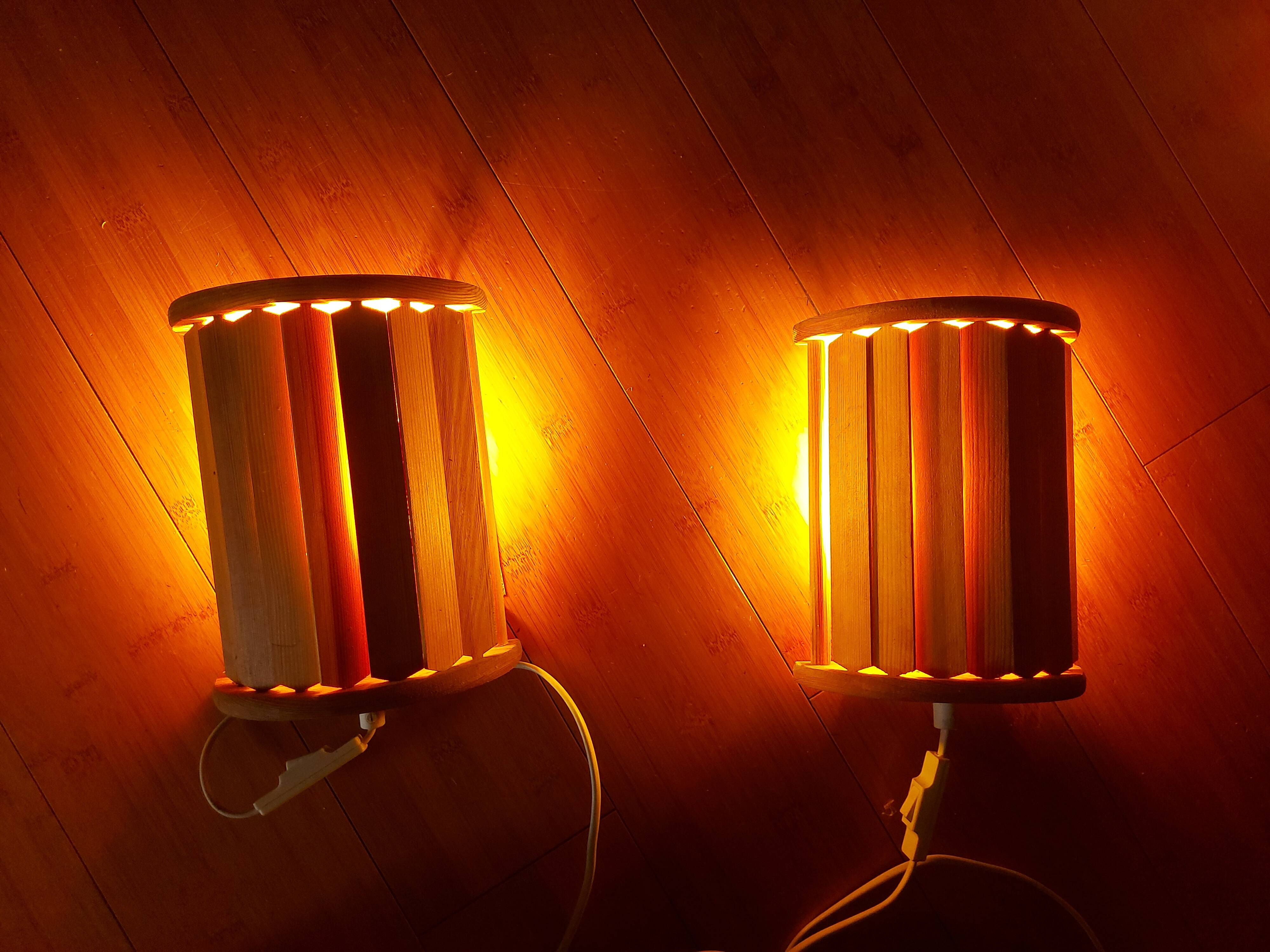 2 vintage 80'S Ikea wooden wall lights