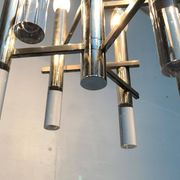 Italian chrome and acrylic chandelier from the space age mid-century by Gaetano Sciolari, 1960s.