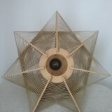 Hanging lamp of wood and thread Scandinavian style