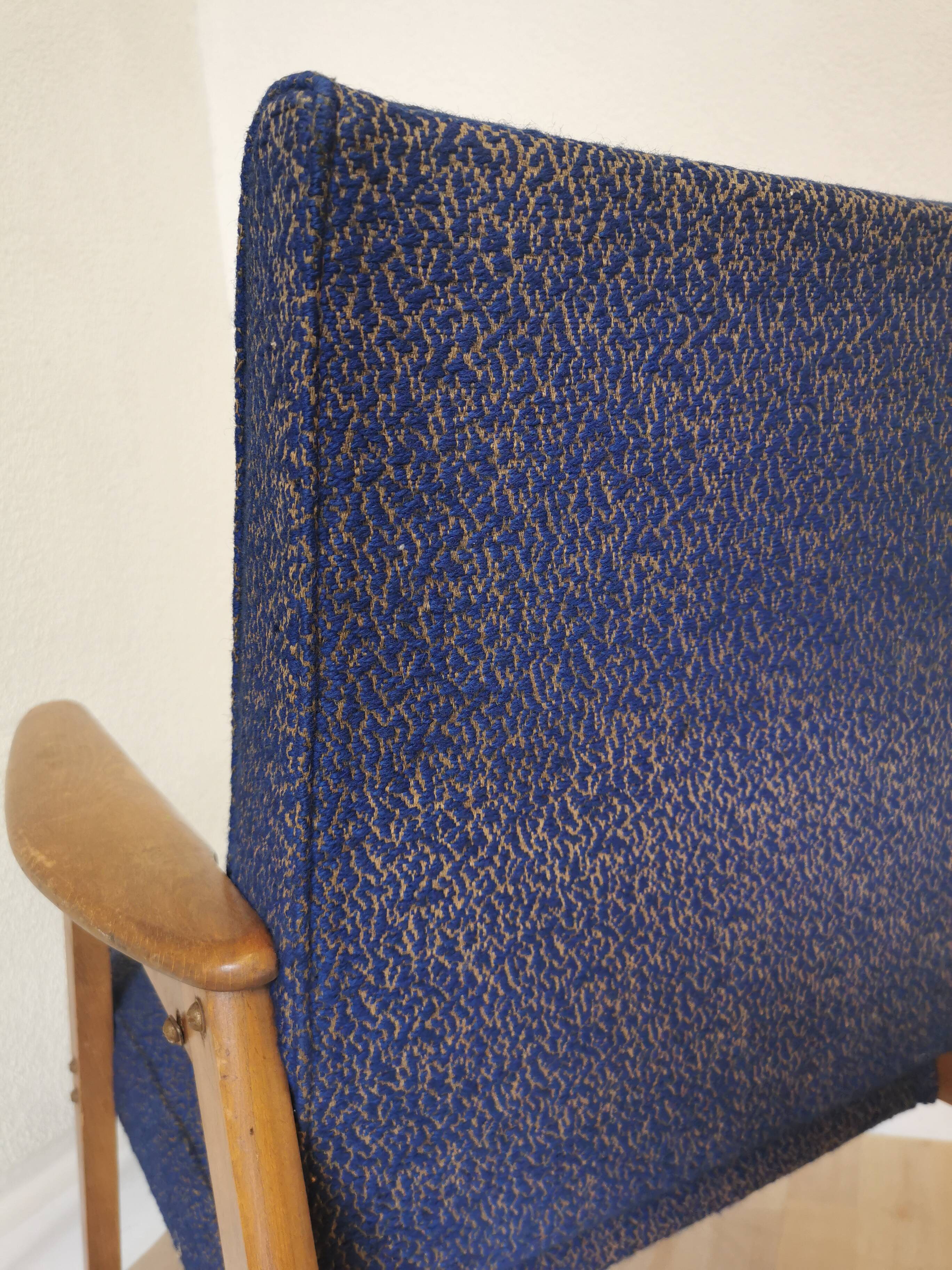 Vintage Royal Blue Armchair: Mid-Century Modern Lounge Chair