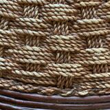 Vintage woven rope and rattan coffee table with 4 stools