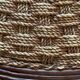 Vintage woven rope and rattan coffee table with 4 stools