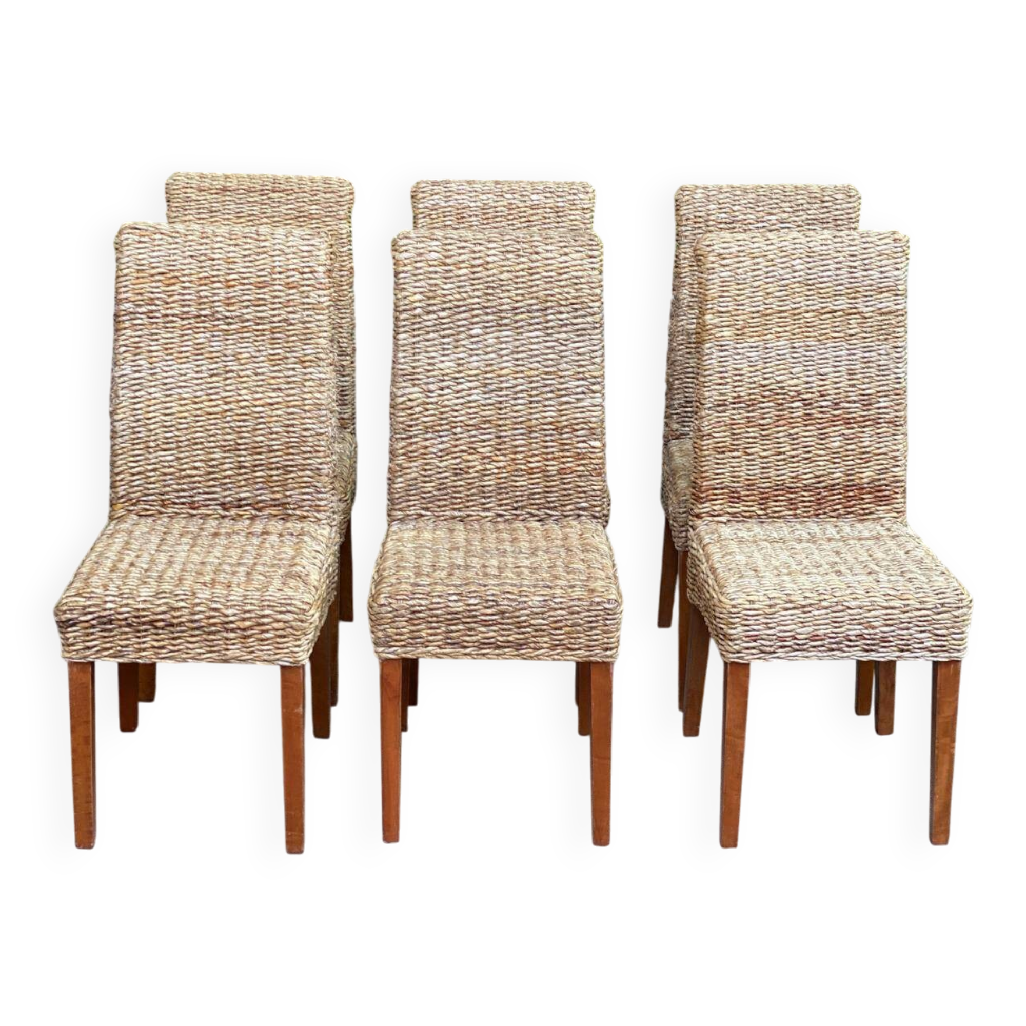 6 abaca banana rattan chairs