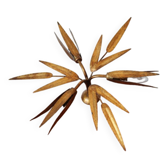 Golden leafed ceiling chandelier 1960