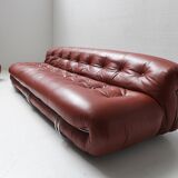 Vintage Soriana set in red leather by Afra e Tobia Scarpa for Cassina Italy