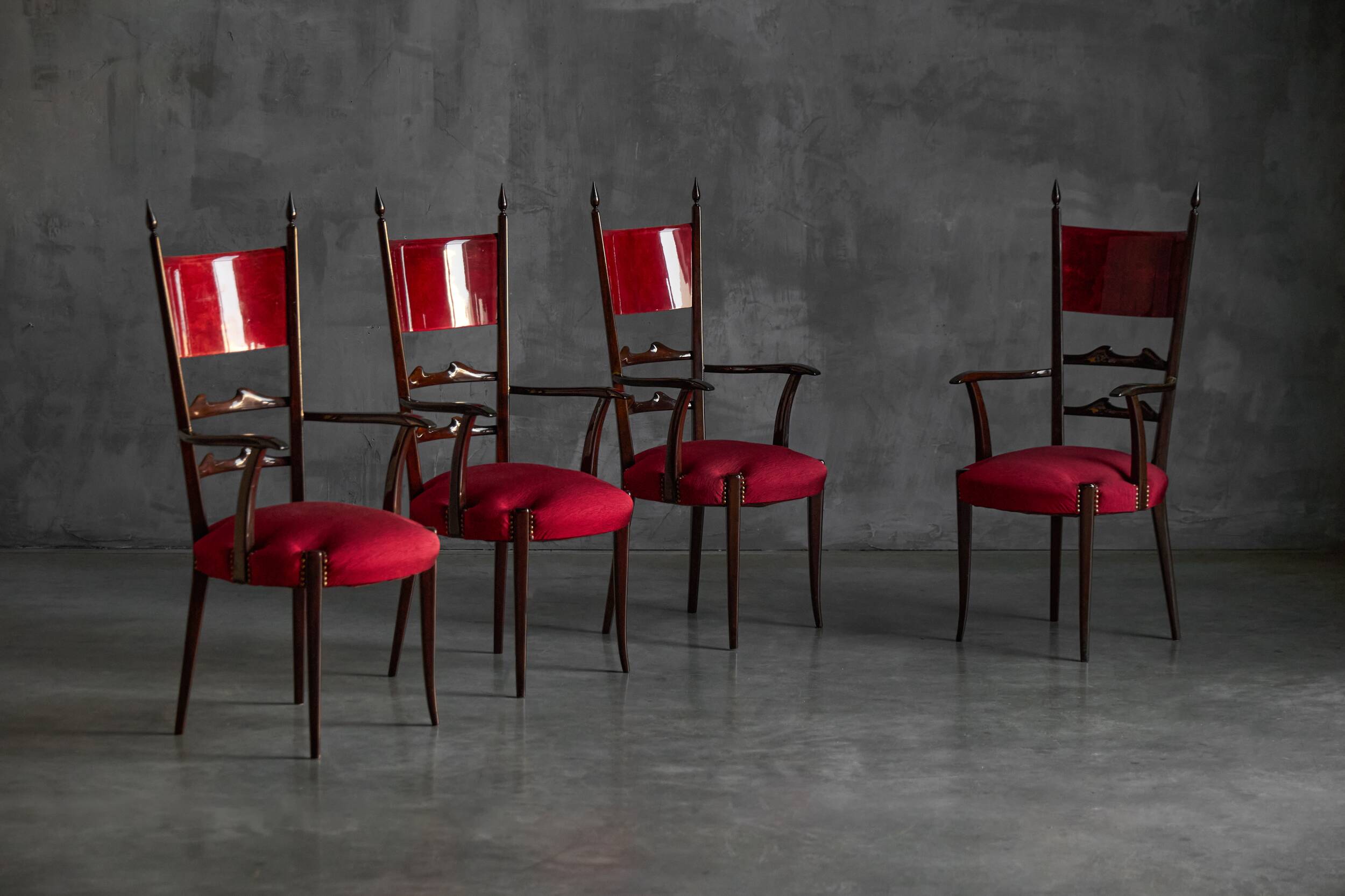 High-back dining chairs by Aldo Tura, Italy, 1962