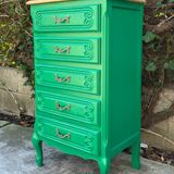 Vintage green oak chest of drawers from the 1960s.