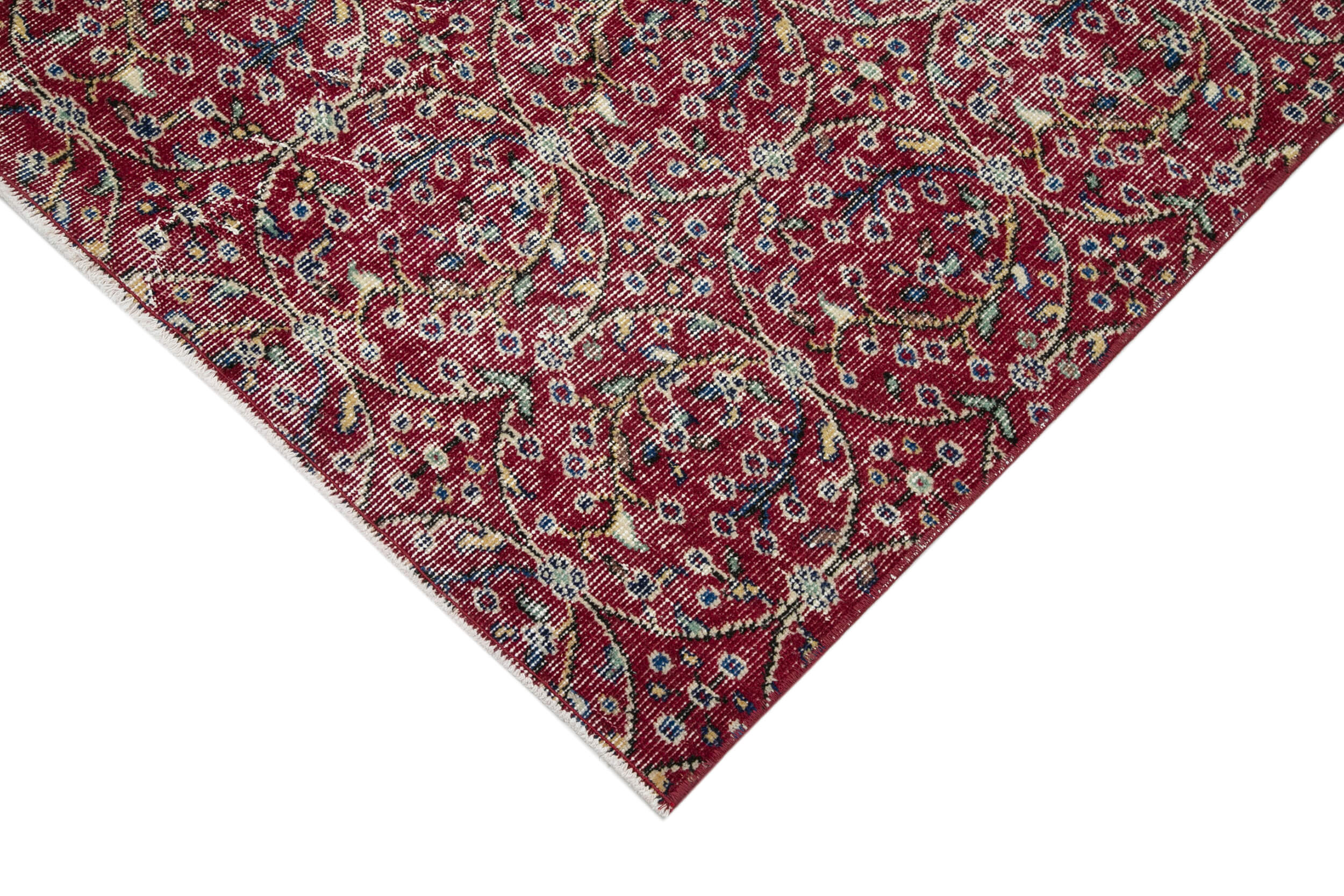 Hand-knotted vintage turkish red carpet 165 cm