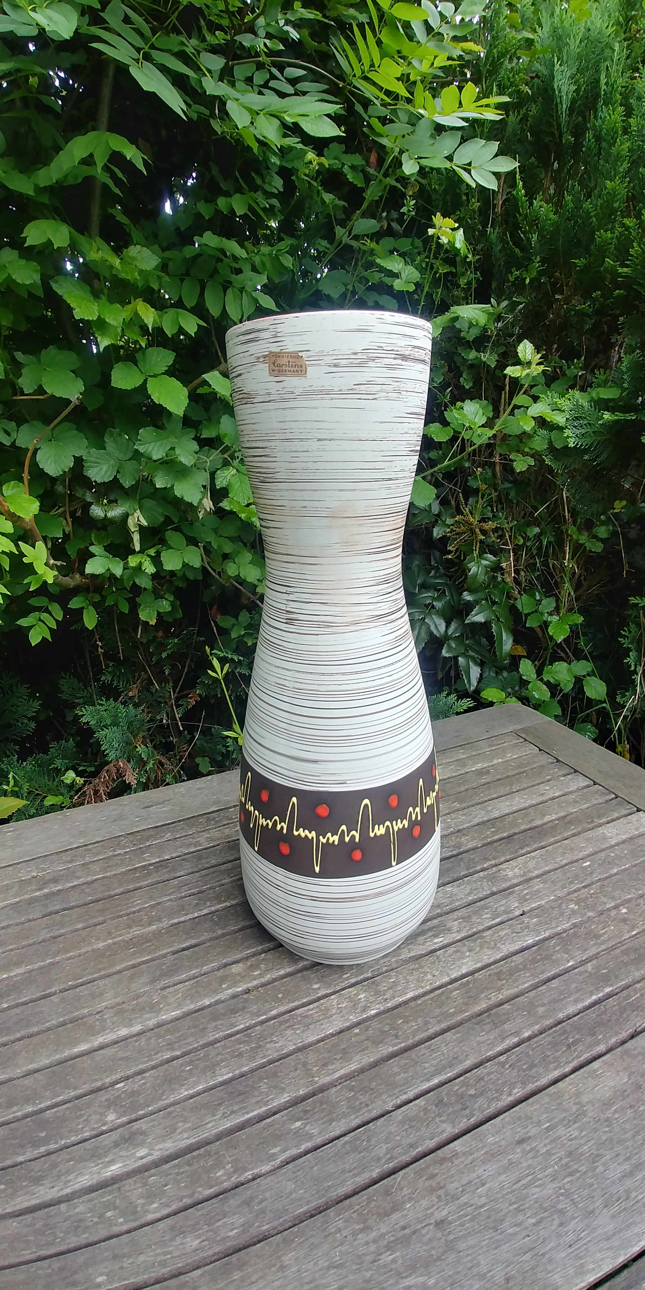 Very Large glazed ceramic vase Vintage W.Germany 60s soliflore shape