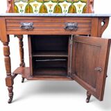 Antique Art Nouveau Dressing Table with Marble Top and Floral Ceramic Tiles