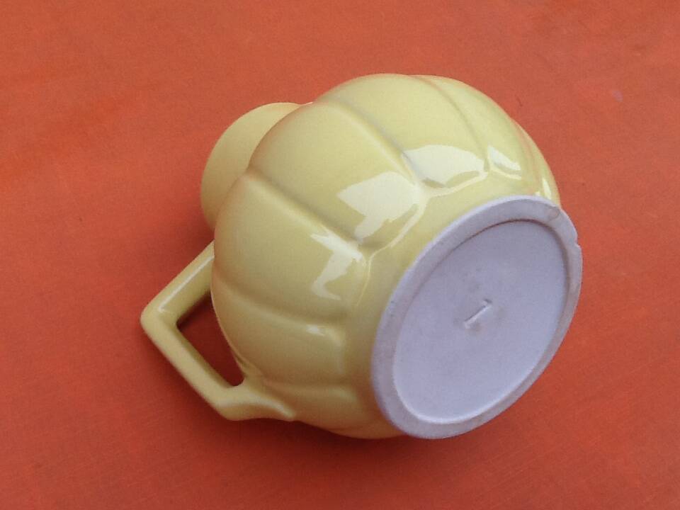 Art Deco Teapot / Teapot with metal infuser Yellow fluted ceramic