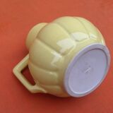 Art Deco Teapot / Teapot with metal infuser Yellow fluted ceramic