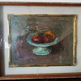 Nature morte, peinture à l'huile sur isorel osman lorenzo de scolari (1908-1988)