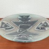 Large glass art bowl from mid-century Danish design, 1960s.