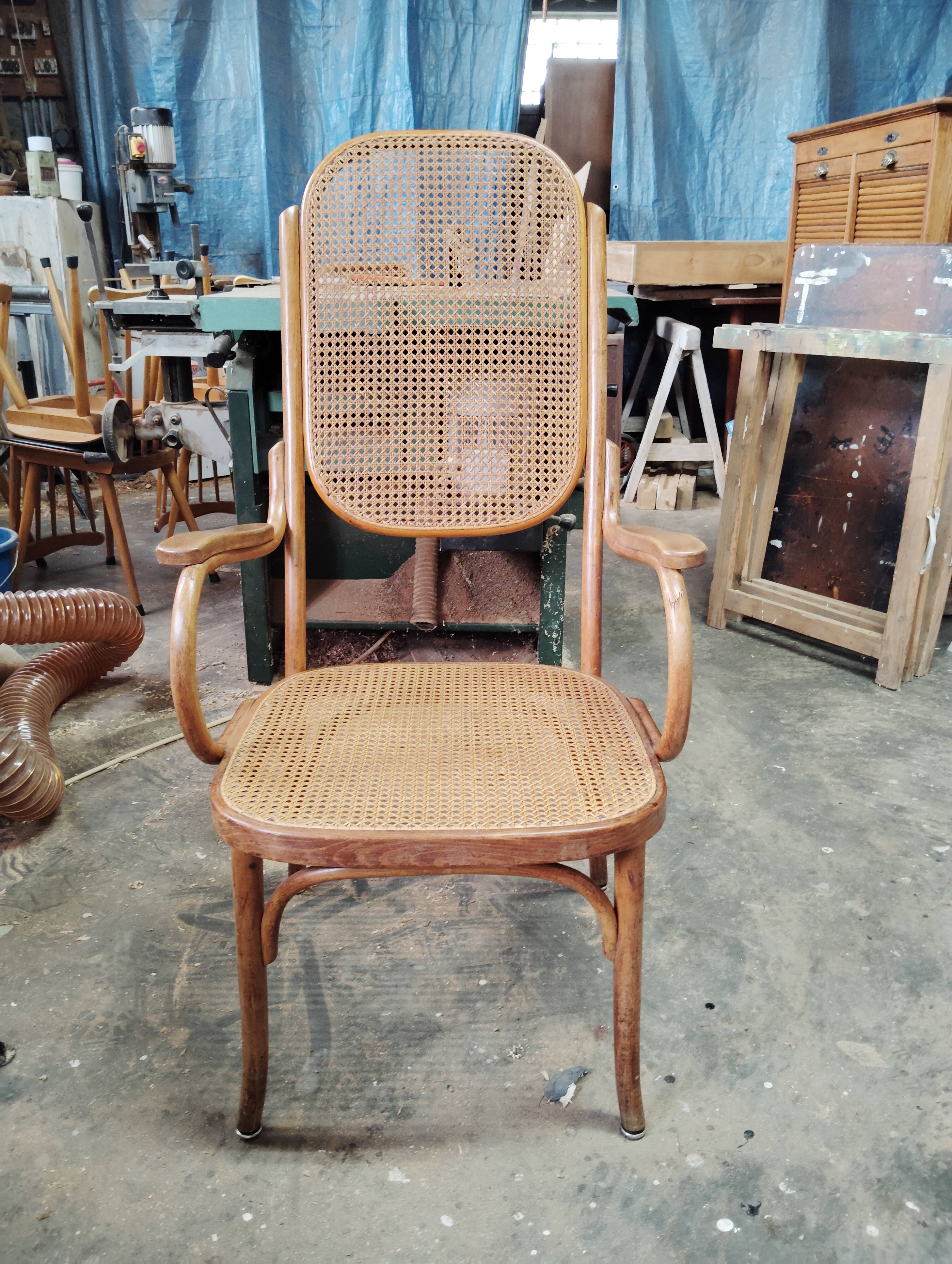 Bentwood and cane armchair attributed to Thonet.