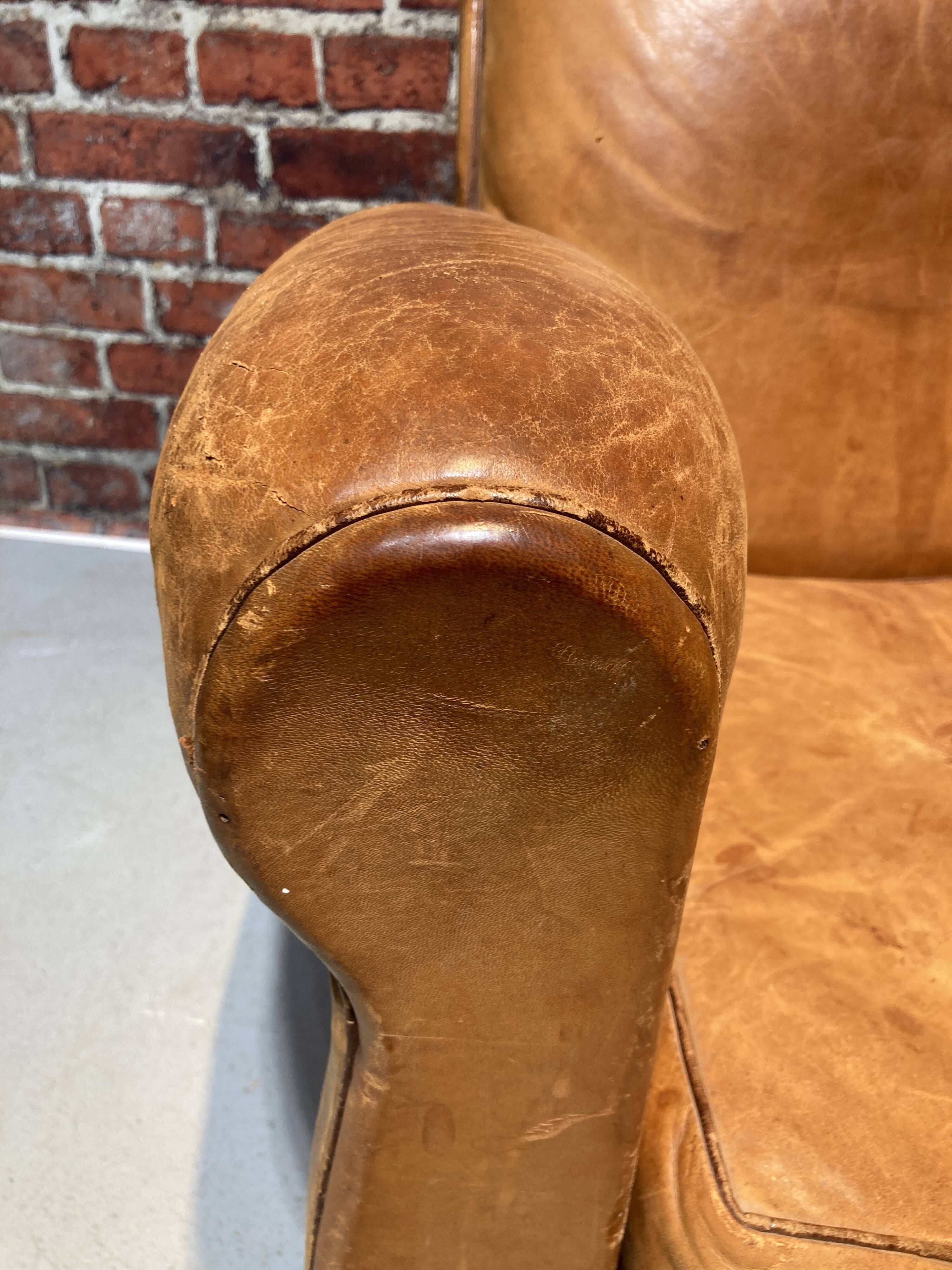 Brown leather armchair