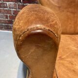 Fauteuil en cuir marron