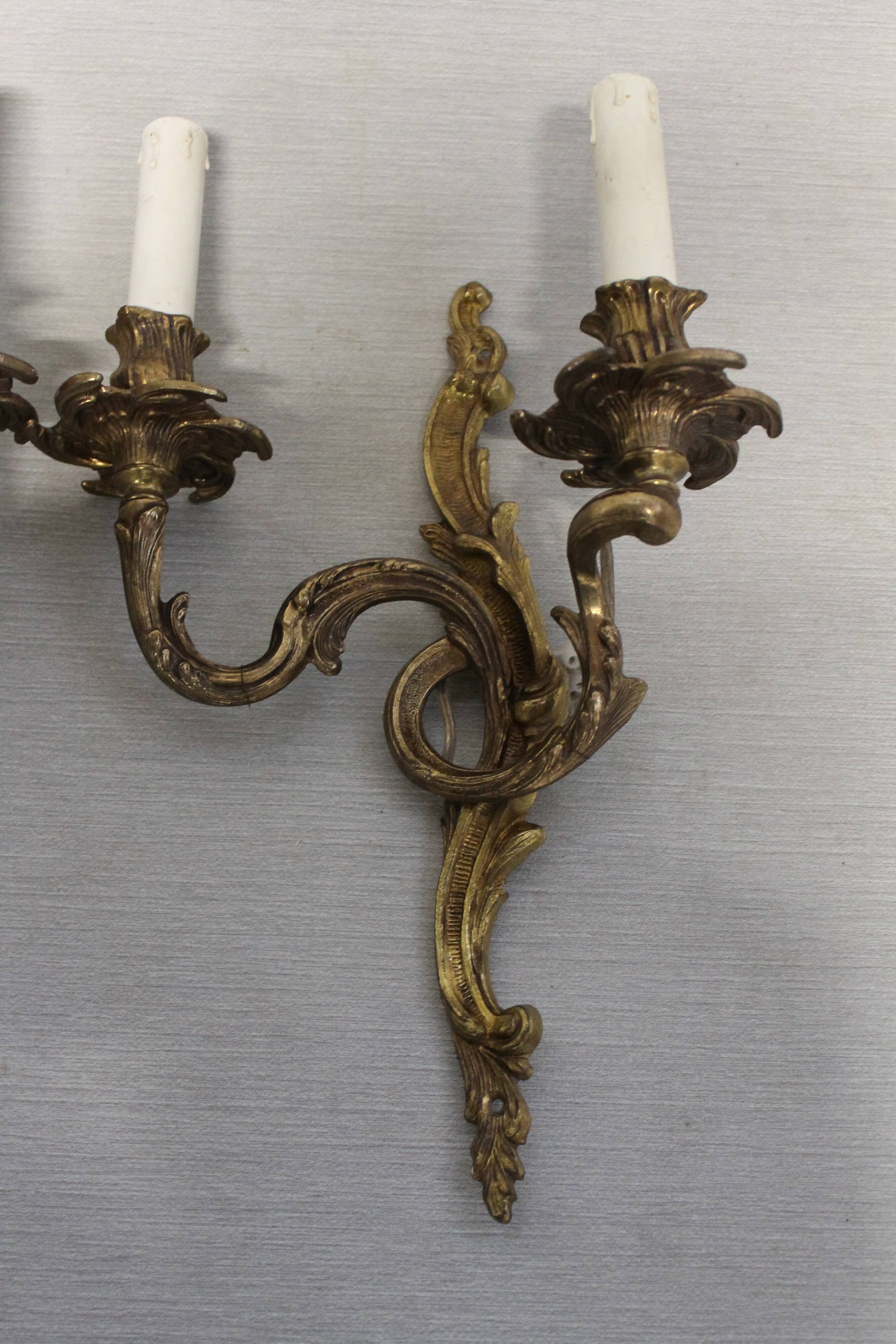 Pair of Louis XV style gilded bronze appliques