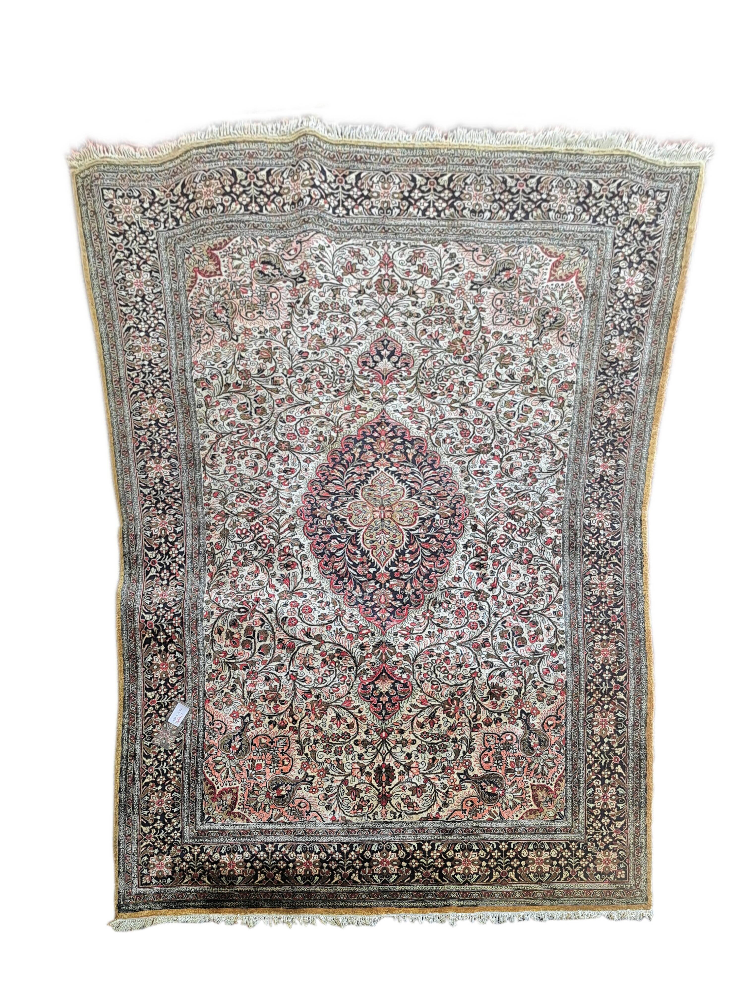 Qom/Ghom carpet, multicoloured (brown, yellow, blue, red), 135x210cm, Iran
