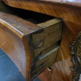 Pair of Louis XV style curved bedside tables in marquetry
