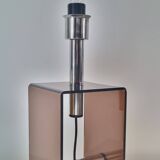 Mid-century smokey brown acrylic glass and chrome table lamp, 1970s