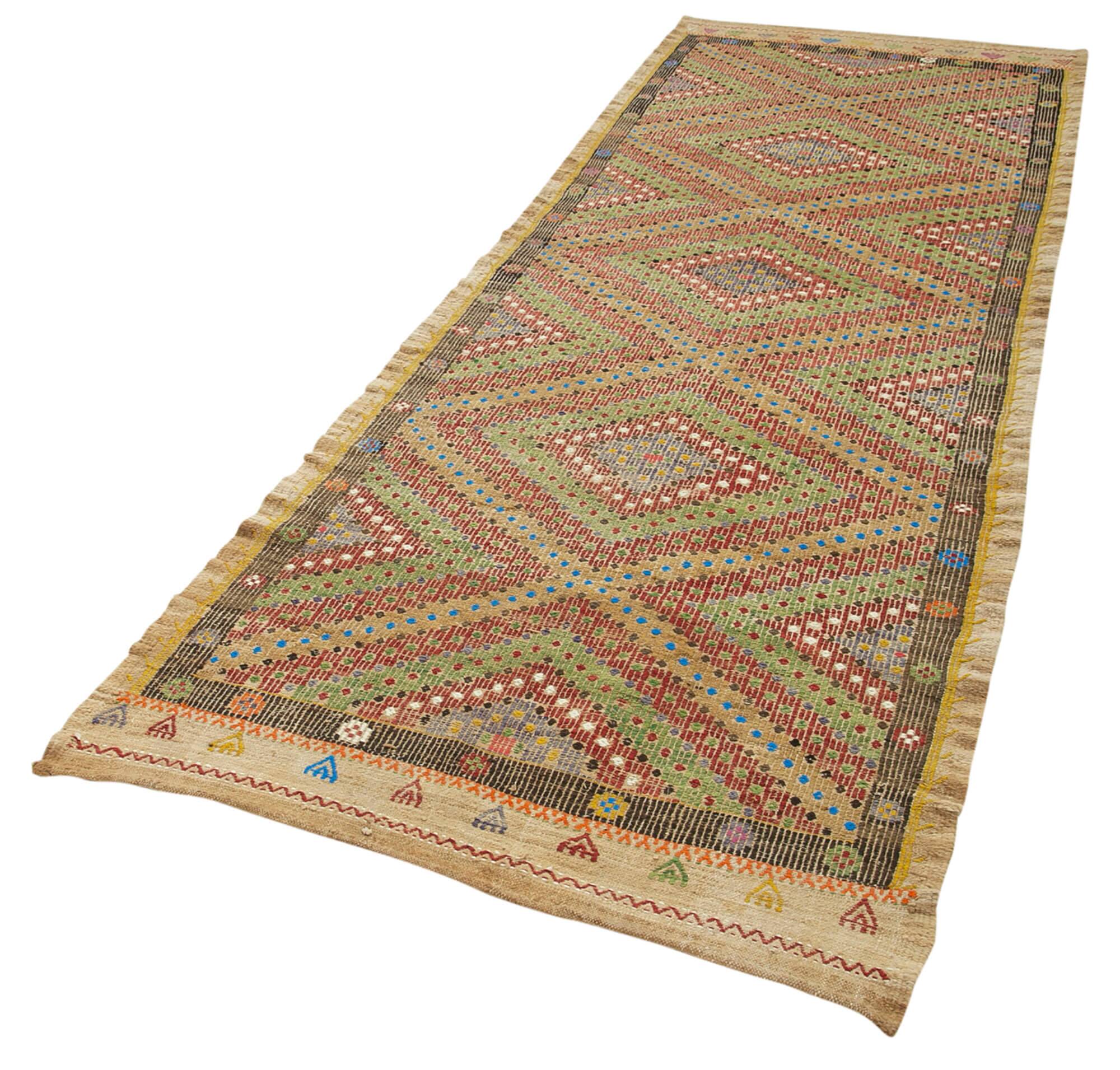 Turkish Handmade Vintage Anatolian Kilim 112 cm x 247 cm