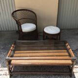 Ottoman wicker and rattan Roche Bobois
