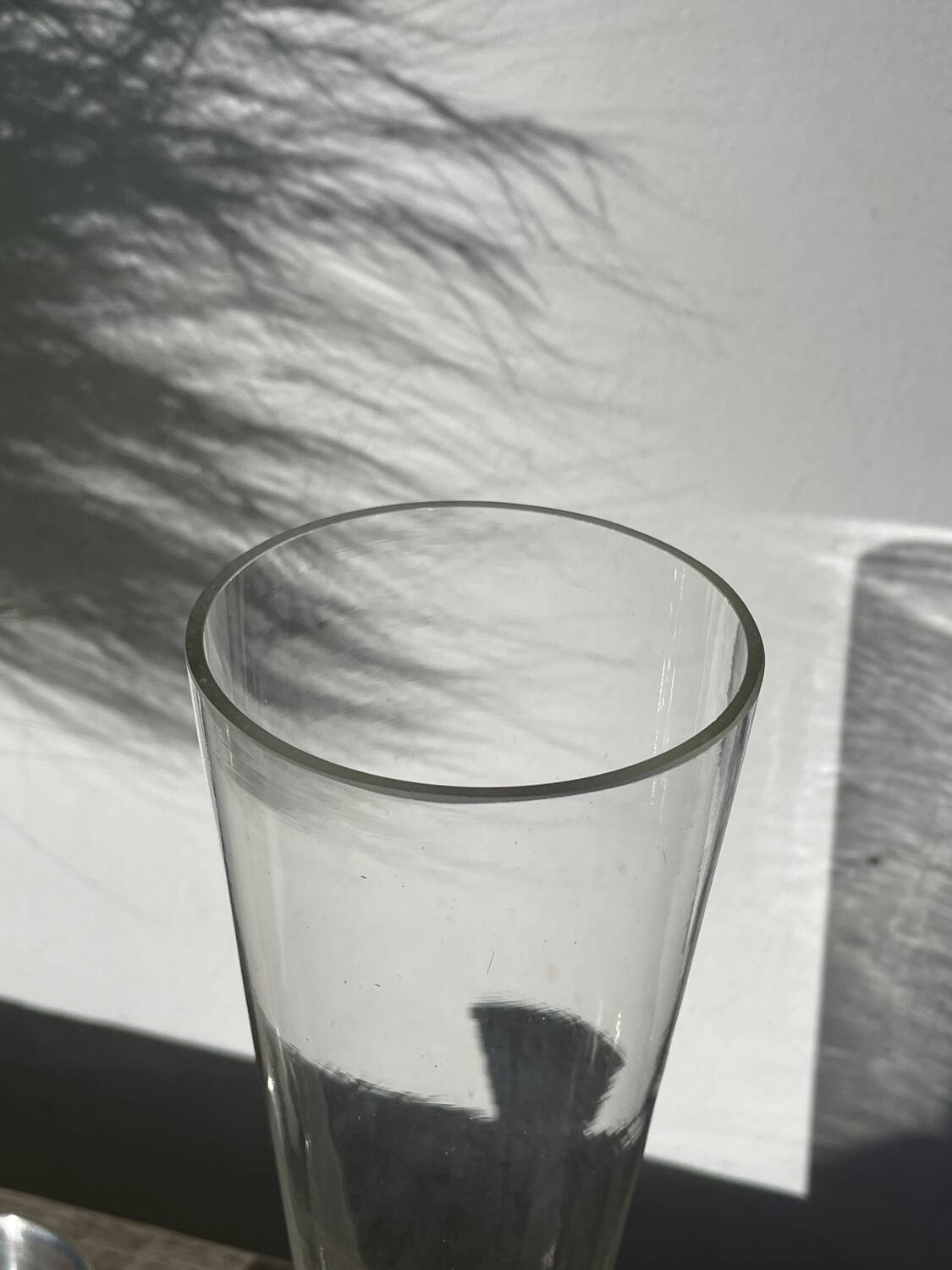 Large conical vase in clear designer glass.