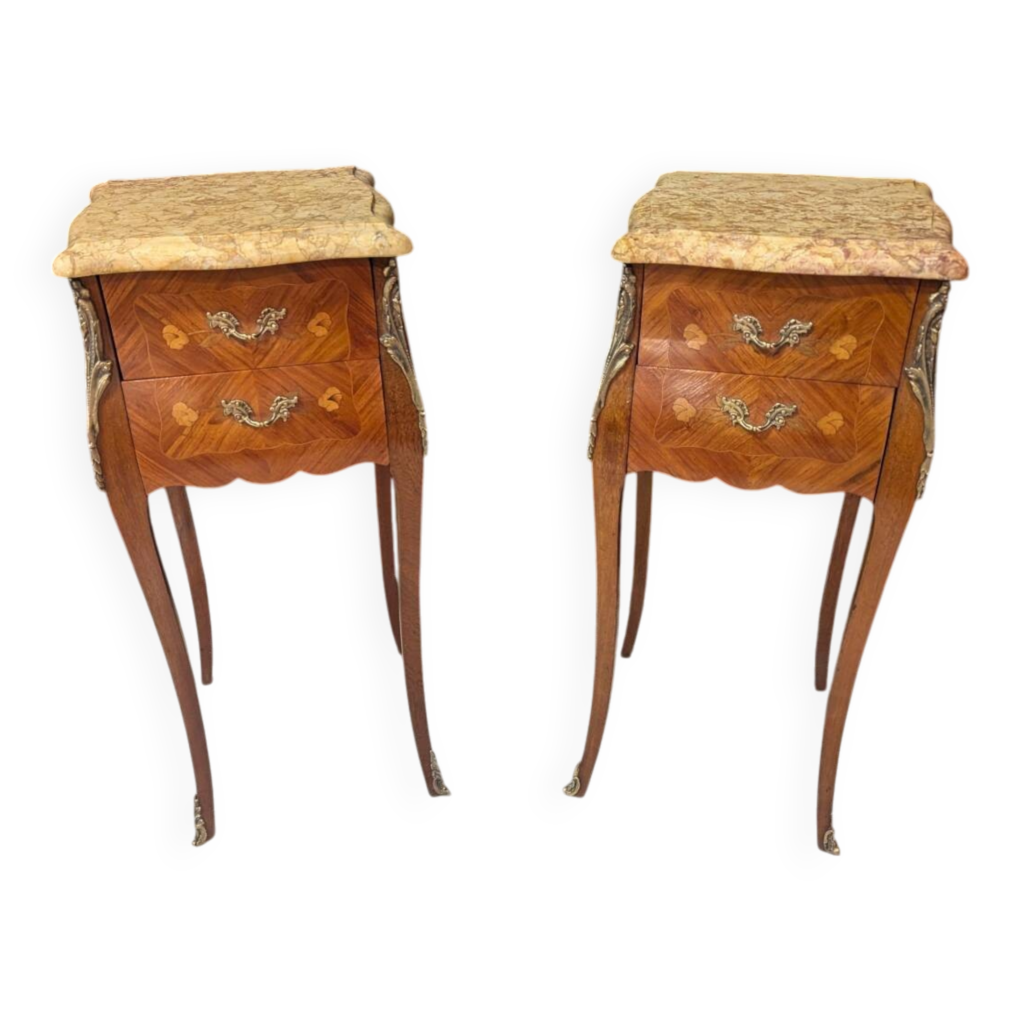 Pair of Louis XV Bedside Tables in Marquetry