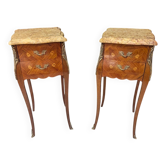 Pair of Louis XV Bedside Tables in Marquetry