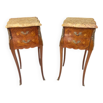 Pair of Louis XV Marquetry Bedside Tables