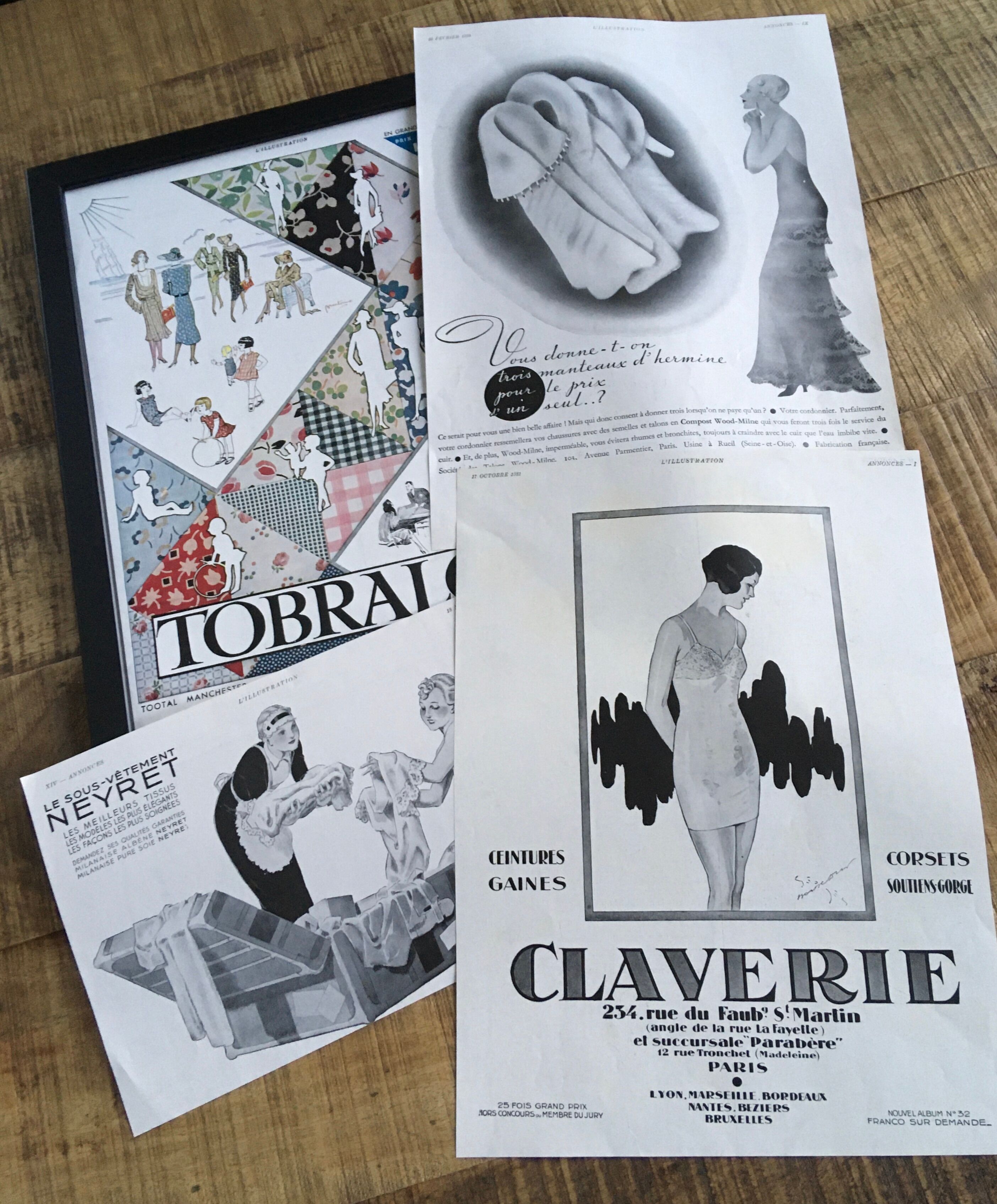 Lot 4 publicités années 30 Mode femmes