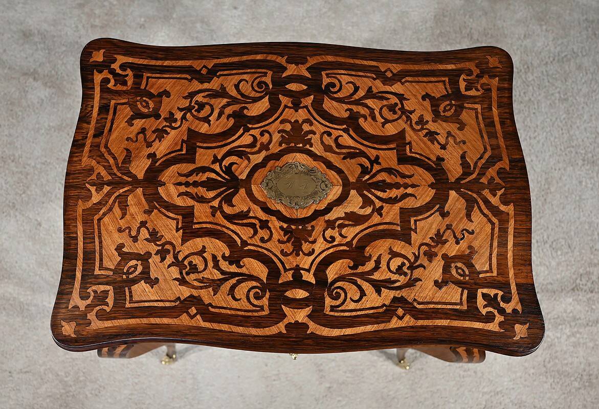 Rosewood and mahogany work table, Louis XV style, Napoleonic era