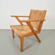Chaises en bois brutalistes modernistes en paille, années 1940, ensemble de 3