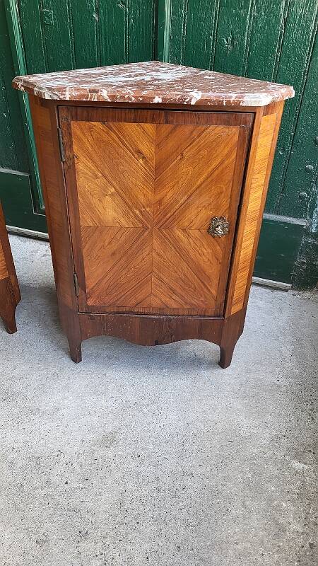Pair of corner cabinets louis xvi corner furniture from the 18th century with a top ma