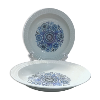 2 assiettes creuses en porcelaine espagnole Pontesa